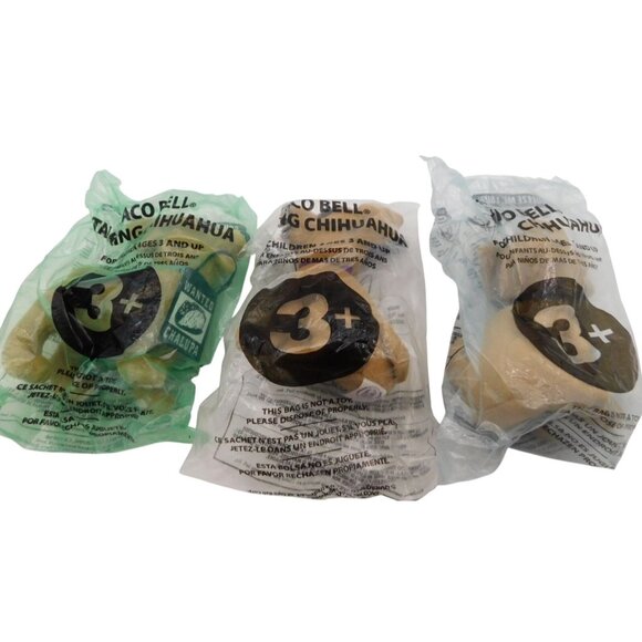 3 SEALED Vintage Taco Bell Chihuahua Plush Dog Plush New Years Wanted Chalupa - Picture 5 of 6
